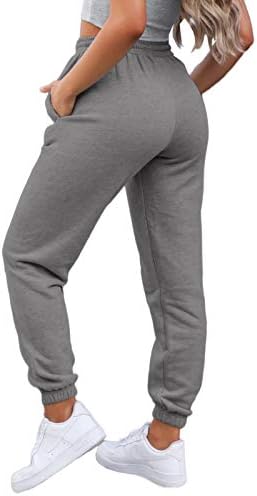 פרטיה נשים עם המותניים הגבוהות מכנסי טרנינג מכנסי טרנינג מסלול מגרש מכנסיים ארוכים עם כיסים