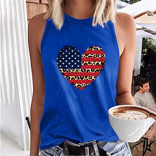 נשים 4 ביולי חולצות פטריוטיות אמריקאיות דגל אמריקה גופיות טנקים בקיץ חולצת טריקו ללא שרוולים ארהב