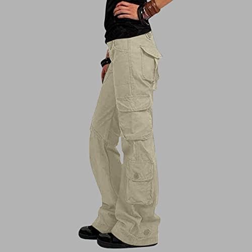 מכנסי מטען בעלי מותניים נמוכים, מכנסי מטען רחבים מכנסיים וינטג 'עם כיסים מכנסיים רופפים מכנסיים מכנסיים