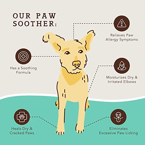 חברת כלבים טבעית Paw Balm, 2 גרם. פח, קרם כפות כלבים וקרם, מעניקים לחות ומרגיעים כפות ומרפקים עצומים, מגן מפני