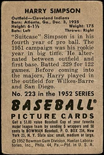 1952 באומן 223 הארי סימפסון קליבלנד אינדיאנים כרטיסי דין 2 - אינדיאנים טובים