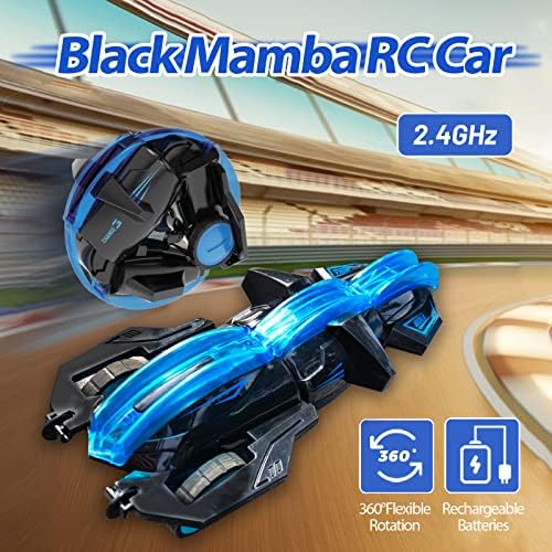 Joy Spot! מכונית RC Mamba Black לילדים, מכונית נחש שלט רחוק, צעצועי גליל 360 מעלות לבנים ולבנות 6+, 2 סוללות