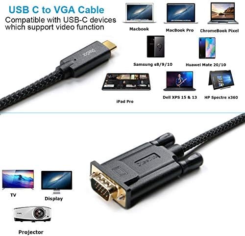 DTEEDCK USB C ל- VGA כבל 6ft 5 חבילה, USB סוג C ל- VGA מתאם עבור IMAC, MacBook Air, MacBook Pro, Surface Book