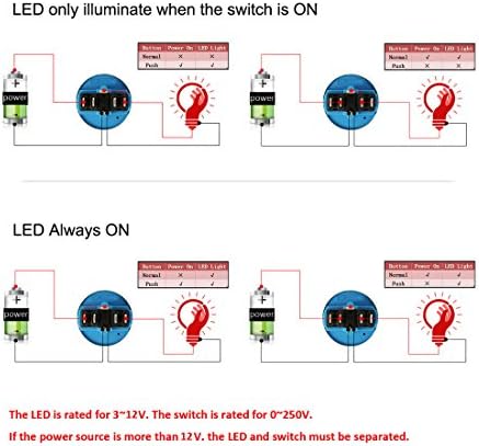 סמל חשמל של Werfamily 12V LED כחול LED 22 ממ מתג לחיצה על כפתור 1NO 1NC SPDT ON/OFF אטום למים נירוסטה