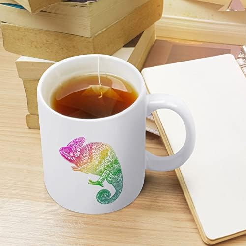 רב צבעוני זיקית הדפסת ספל קפה כוס קרמיקה תה כוס מצחיק מתנה עבור משרד בית נשים גברים 11 עוז