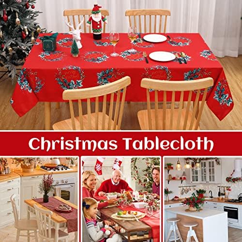 מלבן לחג המולד מלבן מלבן חג המולד שולחן חג המולד - בד שולחן חג המולד אטום למים וחג דקורטיבי רחיץ לחג חיצוני,