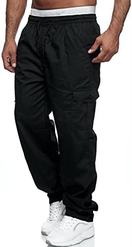מכנסי מטען לגברים רזים מתאימים מכנסי עבודה מזדמנים מכנסיים טקטיים חיצוניים מכנסיים רצים מטיילים עם ריבוי כיסים