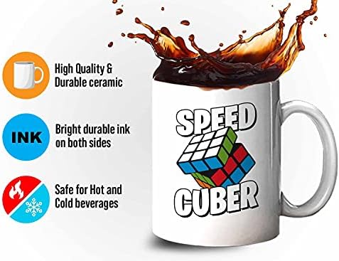 ספל קפה נגן רוביק 11 עוז קוביות מהירות לבנות-משחקי צעצועי פאזל קוביות חתיכות מרובעות צבעוניות