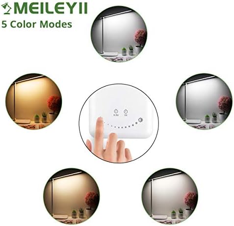 Meileyii LED Touch Control Lable שולחן עם יציאת טעינה USB, מנורת טבלת בקרת מגע מתכווננת עם 5 מצבי