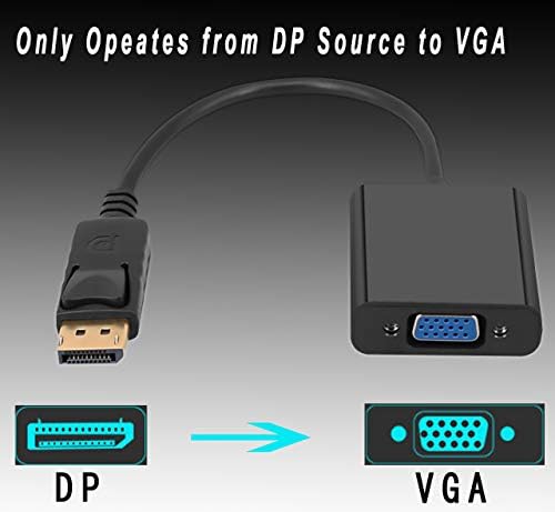 Honshen Displayport למתאם VGA, 5 חבילות עקורים לממיר VGA זכר לחוט מצופה זהב נשי עבור Lenovo, Dell, HP, Asus,