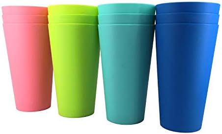32-אונקיה כוסות, כוסות פלסטיק חינם לשימוש חוזר מדיח כלים בטוח סט של 12 ב 4 מגוון צבעים גדול שתיית