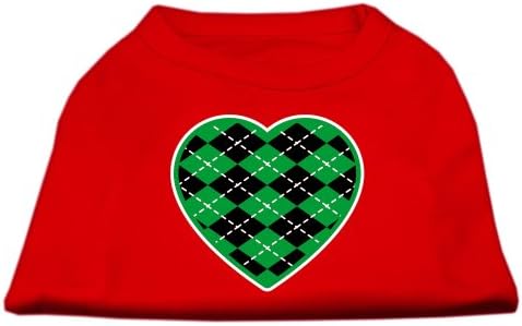 מוצרי חיות מחמד של מיראז 'ארגייל לב ירוק מסך ירוק חולצה אדומה SM