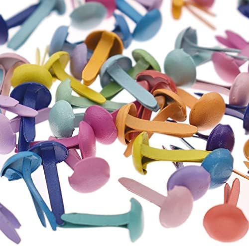 Snshun כ- 100 pcs מלאכת DIY Mini Brads עגול מגוון צבעים מעורבים בצבע מעורב לבחירת אריכונים בייצור