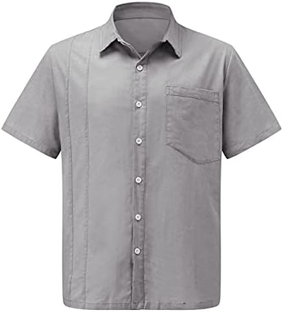 HDDK קיץ גברים שרוול קצר מחנה קובני מחנה גוויאברה חולצה כותנה פשתן היפי רגוע כפתור חוף ים למטה חולצות מזדמנים