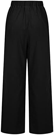 מכנסי פשתן מזדמנים של CHGBMOK נשים שרוך מכנסי טרקלין מותניים מכנסי טרנינג מכנסי טרנינג.