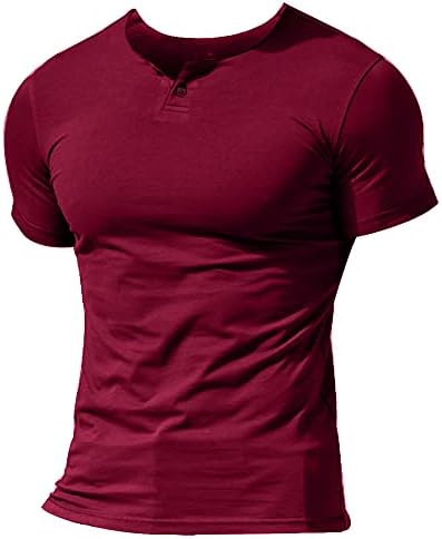 שרירים בחיים גברים של קיץ מקרית שרוול קצר הנלי חולצה כפתור אחד לכייס חולצות צווארון רגיל