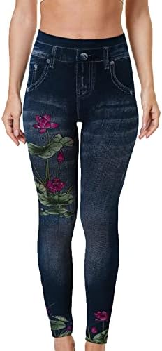 בבאגי יוגה מכנסיים נשים גבירותיי ג 'ינס צפצף בתוספת גודל פו ג' ינס פרחוני מודפס מכנסיים צפצף סקסי חותלות