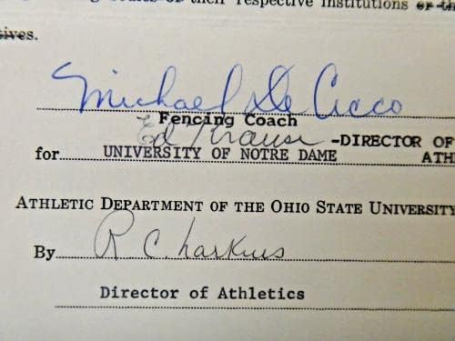 אד מוס קראוזה כדורסל HOF חתום 1913-92 נוטרדאם מאמן שחקנים אגדי - חתימה על כדורסל קולג '