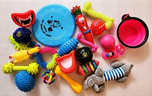 Dehlsol אינטראקטיבי לעיסה וחבל צעצועים - 22 אריזות גורים וצעצועים לעיסת שיניים לכלבים לשעמום, צעצועי לעיסה של
