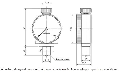 Asker Durometer סוג C1L למדידת גומי רך, ספוגים וכו '.