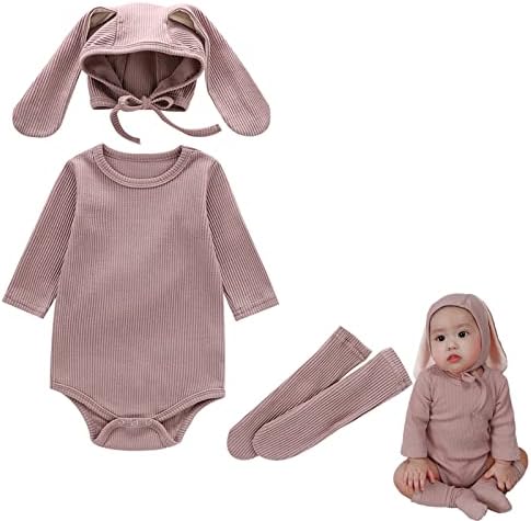AIWMGL תינוקות פסחא תלבושות בנות בנים באני רומפר סרבל סרבל תינוקות יילוד עם כובע ארנב 0-24 חודשים