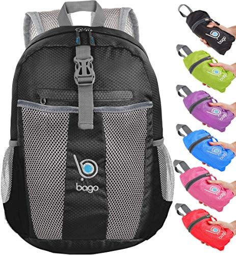 BAGO משקל קל משקל תרמיל טיולים קטן לנשים ולגברים - חבילת יום נסיעות 25L - טיולים מתקפלים לטייל אולטרה