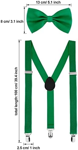 סט עניבת פרפר כתפיות קליפ על פלטה מתכווננת לצורה, כתפיות משנות ה -80 רצועות כתף למסיבת קוספליי ליל כל הקדושים