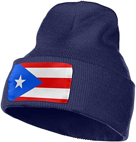 דגל של פורטו ריקו לסרוג כפת חורף כובעי עבור גברים ונשים סרוג באזיקים גולגולת כובע אקריליק יומי כפת כובע