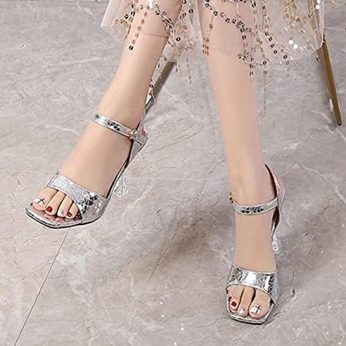 נעלי נשים Waberce רוחב רוחב רחב סנדלים דגים פה פה סנדלי אופנה נוצצים נעליים סנדלי עקב לאישה