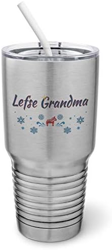 Pixidoodle Scandinavian Norwegian Lefse סבתא סבתא עם מכסה מחוון עמיד בפני שפיכה וקש סיליקון