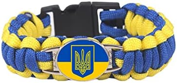פורובוס אוקראינה צמיד, כחול צהוב אוקראינה דגל צבע עור צמיד, קלוע מצנח כבל צמיד, תמיכה ולעמוד עם אוקראינה,