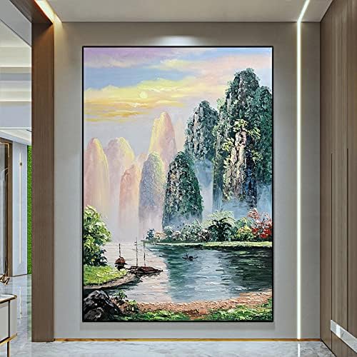 ציורי שמן גדולים של נוף על בד - אמנות קיר לסלון קישוטים לבית חדר שינה מודרני צבועים ביד