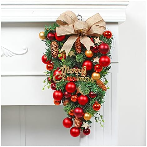 ZANNZA חג המולד הפוך קישוטי עצים, זרי חג מולד לחלונות דלת הכניסה חיצוניים כדור קשת מלאכותי דלת ראטאן