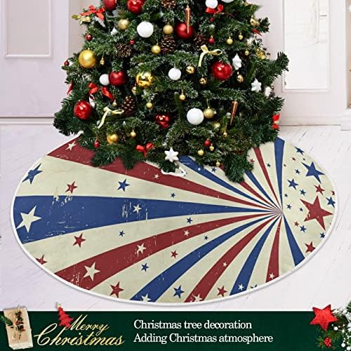 Alaza 4 ביולי קישוט חצאית עץ פטריוטי, קישוט חצאית עץ חג המולד קטן 35.4 אינץ 'עם דגל אמריקאי