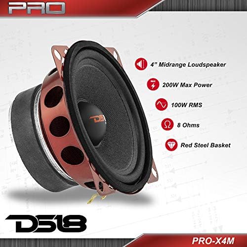 DS18 Pro -X6.4BM רמקול - 6.5 , בינוני, כדור אלומיניום אדום, 500 וואט מקסימום, 250 וואט RMS, 4 אוהם
