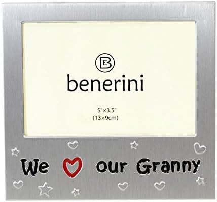 בנריני 'אנחנו אוהבים את הסבתא שלנו' - מתנת מסגרת תמונה תמונה - 5 x 3.5 - מתנת צבע כסף אלומיניום עבורה