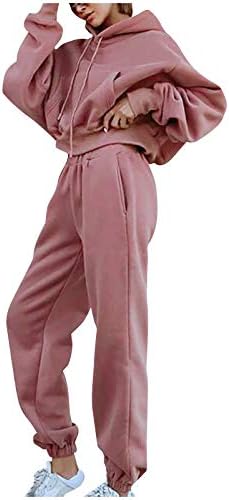 סריו נשים מקרית מוצק צבע ארוך שרוולים הסווטשרט מכנסיים חולצת טרנינג ספורט חליפה