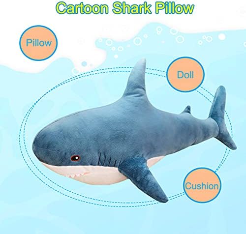 Cangwu יפה של כריש גדול בובות צעצועים קטיפה רכה של כרית חיה ממולאת קישוט ספה חדר שינה, 100 סמ