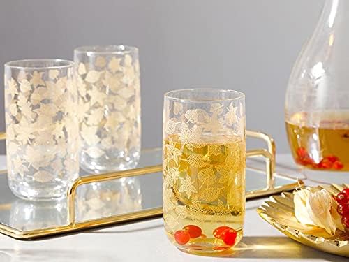 סט זכוכית לאמודהום אלור של 3 כוסות שתייה קלה 365 מ ל כוס מים מזהב חיצונית וכוסות שתייה ארוכות כוס שתייה
