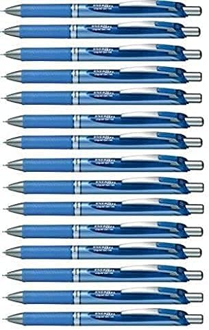 עט ג 'ל נוזלי נשלף פנטל אנרג' ל דלוקס, 0.5 ממ, קו דק, קצה מחט, דיו כחול/גוף כחול, חבילה של 15