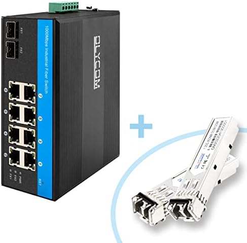 מתג רשת Olycom POE תעשייתי 8 פפורט ג'יגה-ביט Ethernet DIN מסילה רכוב IP40 עם 2 יחידות תעשייתיות