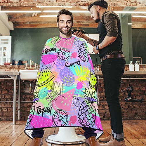 Visesunny Barber Cape אופנה טרופית מצחיקה אננס אורך אבטיח פוליאסטר שיער חיתוך סלון קייפ סינר אנטי-סטטי תספורת