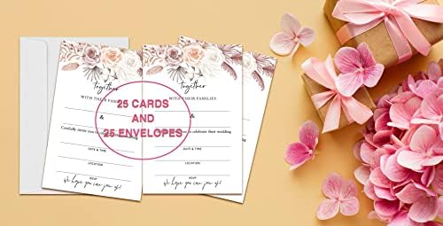 כרטיסי הזמנה לחתונה פרחונית של בוהו - הזמינו קלטות קלטות למסיבות חתונה - 25 קלפים ו -25 מעטפות