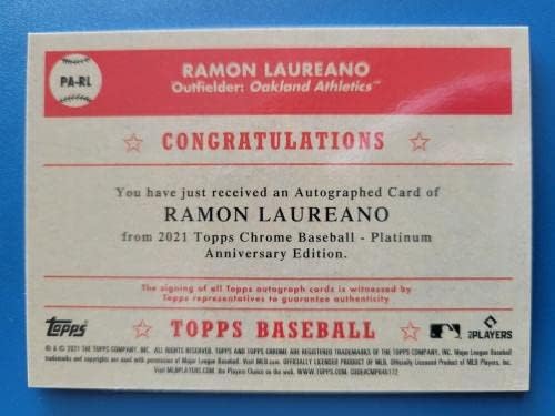 רמון לוריאנו 2022 Topps Platinum Neagriages Auto PA-RL Oakland Athletics! - כרטיסי חתימה של בייסבול סולק