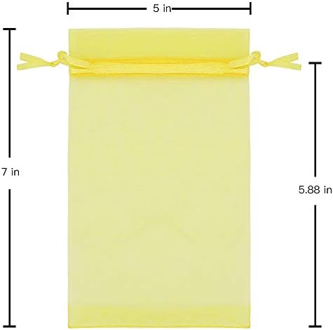 סטרטליף 50 יחידות אורגנזה שקיות 5 על 7 סנטימטרים צהוב רשת שרוך תכשיטי שקיות לטובת מסיבת שקיות תינוק