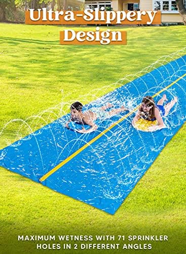 מגלשת מים ענקית של החלקה ענקית, 30ft x 6ft Duty Duty Water Slide עם ממטרה מובנית ו -2 לוחות מתנפחים לחצר המסיבות