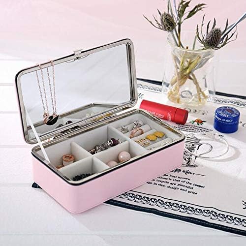 Belons Pink Pu Leather Womens תיבת תכשיטים תכשיטים תכשיטים מארגן מארגן מארגן מארגן עם מארז נסיעות נייד