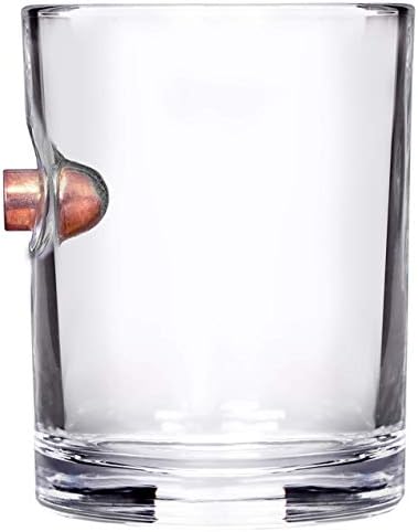 מזל ירה-45 קליבר-ויסקי משקפיים עם כדור תקוע זכוכית / ויסקי אוהבי מתנה לגברים / החבר מתנה / סלעים משקפיים