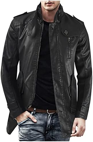 מעילי עור של XXBR PU לגברים, רוכסן חורף וינטג 'אופנועים מעיל רטרו רטרו מזדמן עם חגורה עם חגורה