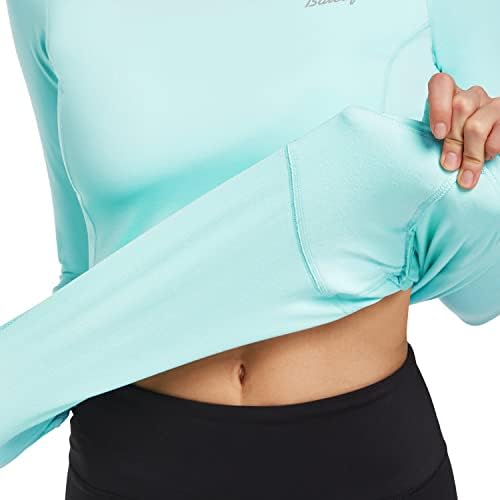 צמרות פליס תרמיות של נשים בולפיות שרוול ארוך מפעיל חולצה אתלטית עם כיס רוכסן של חוטים למזג אוויר קר